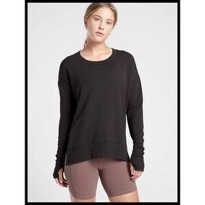 Athleta Coaster Luxe Sweatshirt Black Stretch Crewneck Modal Ultra Soft Size M